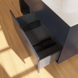 Тумба под раковину Villeroy & Boch Finion 120х50,1 см с подсветкой МДФ темно-синий матовый лак/стекло белое матовое F681PDHG