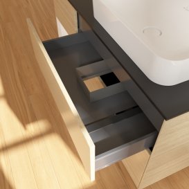 Тумба під раковину Villeroy & Boch Finion 120х50,1 см із підсвічуванням МДФ шпон дуба/скло чорне матове F682GFPC