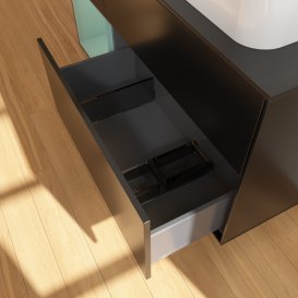 Тумба під раковину Villeroy & Boch Finion 120х50,1 см із підсвічуванням МДФ чорний матовий лак/скло чорне матове F682GMPD