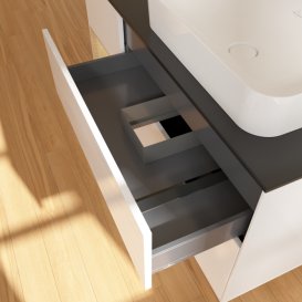 Тумба під раковину Villeroy & Boch Finion 120х50,1 см з підсвічуванням  МДФ білий глянцевий лак/скло чорне матове F682PCGF