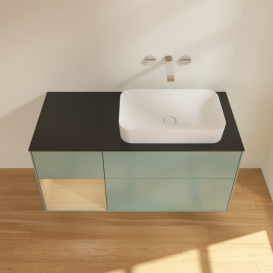 Тумба під раковину Villeroy & Boch Finion 120х50,1 см із підсвічуванням МДФ оливковий матовий лак/скло чорне матове F682PCGM