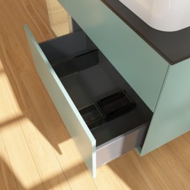 Тумба під раковину Villeroy & Boch Finion 120х50,1 см із підсвічуванням МДФ оливковий матовий лак/скло чорне матове F682PCGM