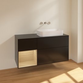 Тумба под раковину Villeroy & Boch Finion 120х50,1 см с подсветкой МДФ черный матовый лак/стекло черное матовое F682PCPD