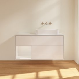 Тумба под раковину Villeroy & Boch Finion 120х50,1 см с подсветкой МДФ глянцевый белый лак/стекло белое матовое G681GFGF