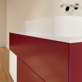 Тумба под раковину Villeroy & Boch Finion 120х50,1 см с подсветкой МДФ пион матовый лак/стекло белое матовое G681GFHB