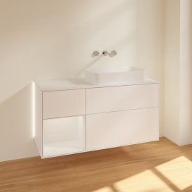 Тумба под раковину Villeroy & Boch Finion 120х50,1 см с подсветкой МДФ белый матовый лак/стекло белое матовое G681GFMT