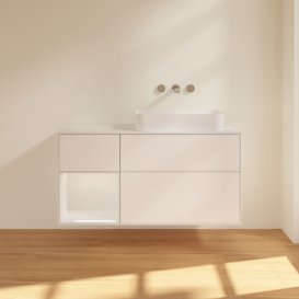 Тумба под раковину Villeroy & Boch Finion 120х50,1 см с подсветкой МДФ белый матовый лак/стекло белое матовое G681GFMT