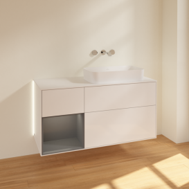 Тумба под раковину Villeroy & Boch Finion 120х50,1 см с подсветкой МДФ глянцевый белый лак/стекло белое матовое G681GKGF