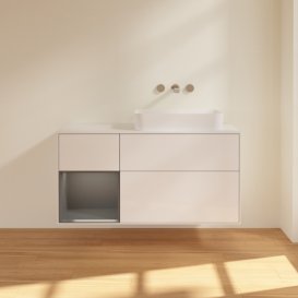 Тумба под раковину Villeroy & Boch Finion 120х50,1 см с подсветкой МДФ глянцевый белый лак/стекло белое матовое G681GKGF