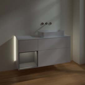 Тумба под раковину Villeroy & Boch Finion 120х50,1 см с подсветкой МДФ глянцевый белый лак/стекло белое матовое G681GKGF