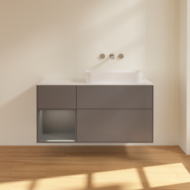 Тумба під раковину Villeroy & Boch Finion 120х50,1 см з підсвічуванням антрацит матовий лак/скло біле матове G681GKGK