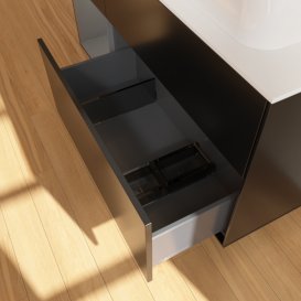 Тумба під раковину Villeroy & Boch Finion 120х50,1 см із підсвічуванням МДФ чорний матовий лак/скло біле матове G681GKPD