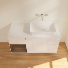 Тумба под раковину Villeroy & Boch Finion 120х50,1 см с подсветкой МДФ глянцевый белый лак/стекло белое матовое G681GNGF