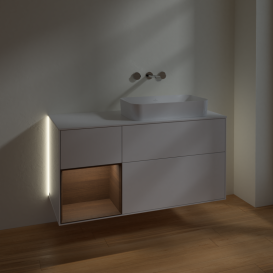 Тумба под раковину Villeroy & Boch Finion 120х50,1 см с подсветкой МДФ глянцевый белый лак/стекло белое матовое G681GNGF