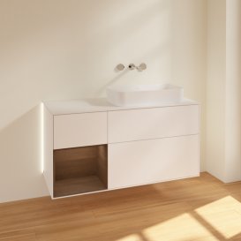 Тумба под раковину Villeroy & Boch Finion 120х50,1 см с подсветкой МДФ белый матовый лак/стекло белое матовое G681GNMT