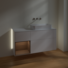 Тумба под раковину Villeroy & Boch Finion 120х50,1 см с подсветкой МДФ белый матовый лак/стекло белое матовое G681GNMT