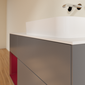 Тумба під раковину Villeroy & Boch Finion 120х50,1 см з підсвічуванням антрацит матовий лак/скло біле матове G681HBGK