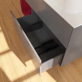 Тумба під раковину Villeroy & Boch Finion 120х50,1 см з підсвічуванням антрацит матовий лак/скло біле матове G681HBGK