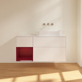 Тумба під раковину Villeroy & Boch Finion 120х50,1 см із підсвічуванням МДФ білий матовий лак/скло біле матове G681HBMT