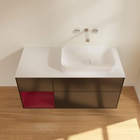 Тумба під раковину Villeroy & Boch Finion 120х50,1 см із підсвічуванням МДФ чорний матовий лак/скло біле матове G681HBPD