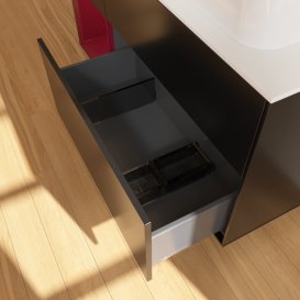 Тумба під раковину Villeroy & Boch Finion 120х50,1 см із підсвічуванням МДФ чорний матовий лак/скло біле матове G681HBPD