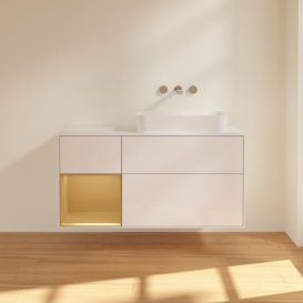 Тумба под раковину Villeroy & Boch Finion 120х50,1 см с подсветкой МДФ глянцевый белый лак/стекло белое матовое G681HFGF