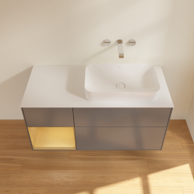 Тумба под раковину Villeroy & Boch Finion 120х50,1 см с подсветкой МДФ антрацит матовый лак/стекло белое матовое G681HFGK