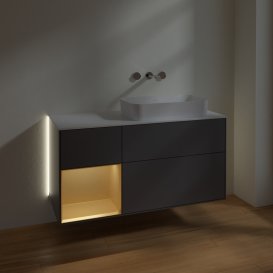 Тумба под раковину Villeroy & Boch Finion 120х50,1 см с подсветкой МДФ антрацит матовый лак/стекло белое матовое G681HFGK