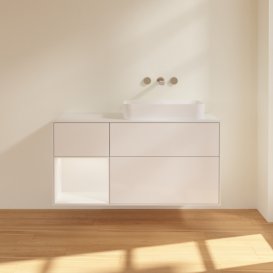 Тумба под раковину Villeroy & Boch Finion 120х50,1 см с подсветкой МДФ глянцевый белый лак/стекло белое матовое G681MTGF