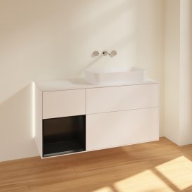 Тумба під раковину Villeroy & Boch Finion 120х50,1 см із підсвічуванням МДФ білий матовий лак/скло біле матове G681PDMT