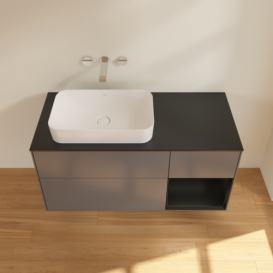 Тумба под раковину Villeroy & Boch Finion 120х50,1 см с подсветкой МДФ антрацит матовый лак/стекло черное матовое G692PDGK