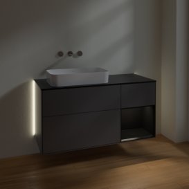 Тумба под раковину Villeroy & Boch Finion 120х50,1 см с подсветкой МДФ антрацит матовый лак/стекло черное матовое G692PDGK