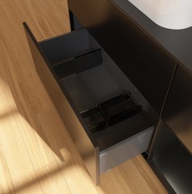 Тумба под раковину Villeroy & Boch Finion 120х50,1 см с подсветкой МДФ черный матовый лак/стекло черное матовое G692PDPD