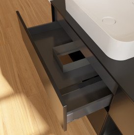 Тумба под раковину Villeroy & Boch Finion 120х50,1 см с подсветкой МДФ черный матовый лак/стекло черное матовое G692PDPD