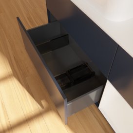 Тумба під раковину Villeroy & Boch Finion 120х50,1 см із підсвічуванням МДФ темно-синій матовий лак/скло біле матове G691GFHG