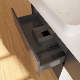 Тумба під раковину Villeroy & Boch Finion 120х50,1 см із підсвічуванням МДФ темно-синій матовий лак/скло біле матове G691GFHG