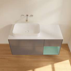 Тумба під раковину Villeroy & Boch Finion 120х50,1 см з підсвічуванням антрацит матовий лак/скло біле матове G691GMGK