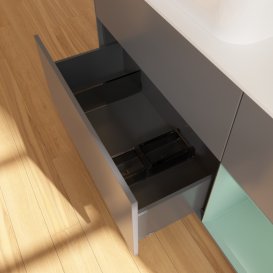 Тумба під раковину Villeroy & Boch Finion 120х50,1 см з підсвічуванням антрацит матовий лак/скло біле матове G691GMGK