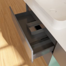 Тумба під раковину Villeroy & Boch Finion 120х50,1 см з підсвічуванням антрацит матовий лак/скло біле матове G691GMGK