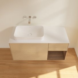 Тумба під раковину Villeroy & Boch Finion 120х50,1 см із підсвічуванням МДФ шпон дуба/скло біле матове G691GNPC