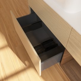 Тумба під раковину Villeroy & Boch Finion 120х50,1 см із підсвічуванням МДФ шпон дуба/скло біле матове G691GNPC