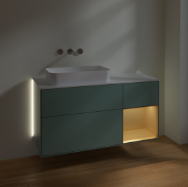 Тумба под раковину Villeroy & Boch Finion 120х50,1 см с подсветкой МДФ оливковый матовый лак/стекло белое матовое  G691HFGM