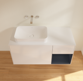 Тумба под раковину Villeroy & Boch Finion 120х50,1 см с подсветкой МДФ глянцевый белый лак/стекло белое матовое G691HGGF