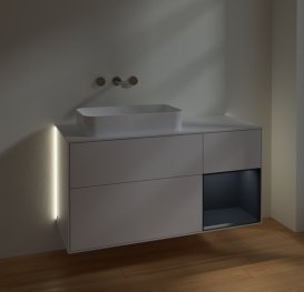 Тумба под раковину Villeroy & Boch Finion 120х50,1 см с подсветкой МДФ глянцевый белый лак/стекло белое матовое G691HGGF