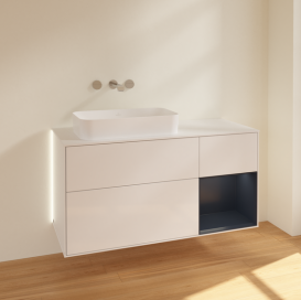 Тумба под раковину Villeroy & Boch Finion 120х50,1 см с подсветкой МДФ глянцевый белый лак/стекло белое матовое G691HGGF