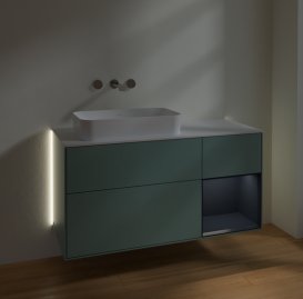 Тумба под раковину Villeroy & Boch Finion 120х50,1 см с подсветкой МДФ оливковый матовый лак/стекло белое матовое G691HGGM