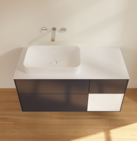 Тумба под раковину Villeroy & Boch Finion 120х50,1 см с подсветкой МДФ темно-синий матовый лак/стекло белое матовое G691MTHG