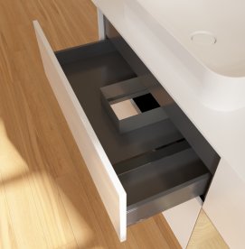 Тумба під раковину Villeroy & Boch Finion 120х50,1 см з підсвіткою МДФ білий глянцевий лак/скло біле матове G691PCGF