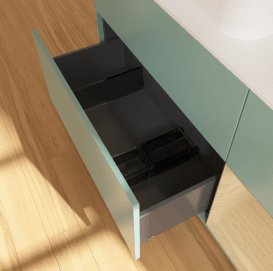 Тумба під раковину Villeroy & Boch Finion 120х50,1 см із підсвічуванням МДФ оливковий матовий лак/скло біле матове G691PCGM