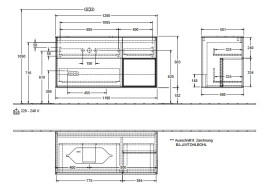 Тумба під раковину Villeroy & Boch Finion 120х50,1 см із підсвічуванням МДФ оливковий матовий лак/скло біле матове G691PCGM